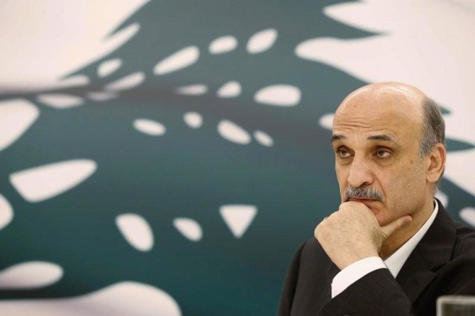 Samir Geagea, leader of the Christian Lebanese Forces, listens during an interview with Reuters, October 31, 2014. (Reuters)