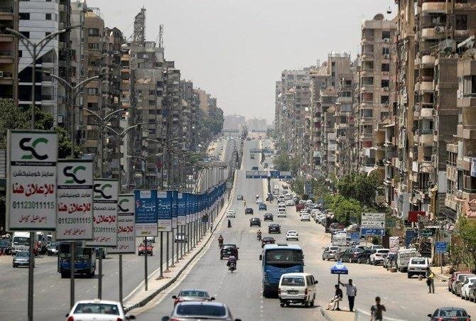 Cars are seen on a road at Nasr City, a suburb of Cairo. (Reuters)