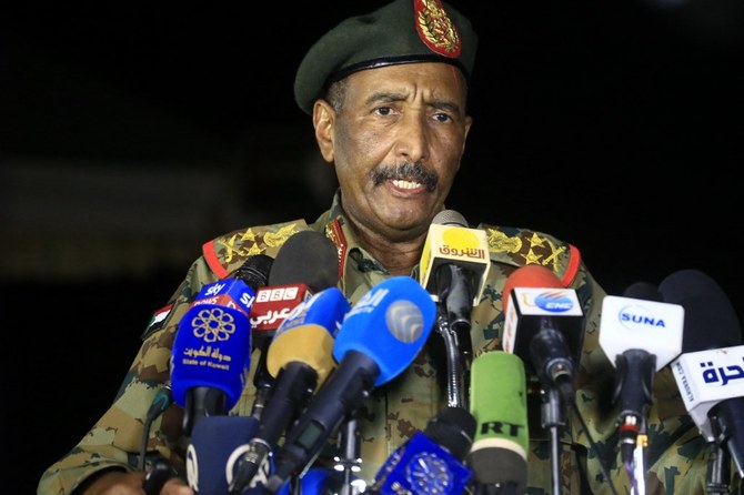 Gen. Abdel Fattah Al-Burhan, the head of the Sovereign Council, on Monday declared a state of emergency in Sudan. (AFP)