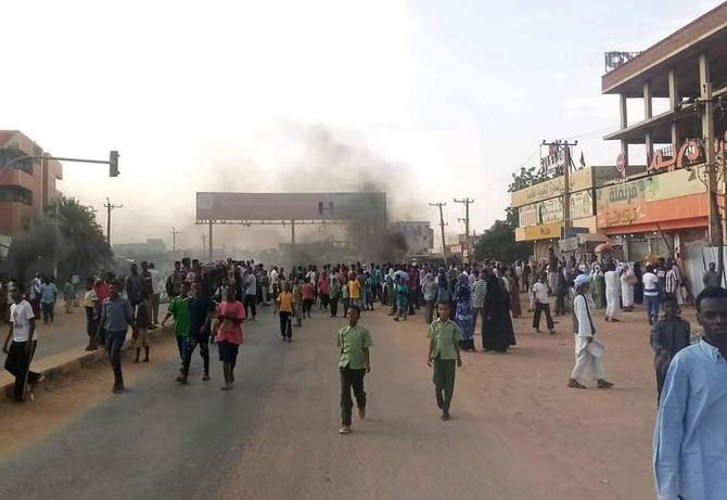 In this Oct. 25, 2021, file photo, pro-democracy protesters take to the streets to condemn a takeover by military officials in Khartoum, Sudan. (AP)