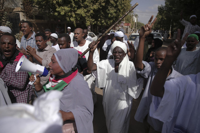 People protest in Khartoum, Sudan, after a military coup earlier this week, Thursday, Oct. 29, 2021. (File/AP)