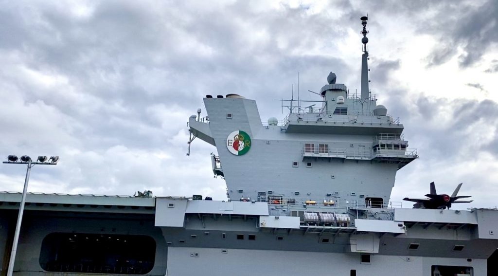 Archive photo of the UK aircraft carrier HMS Queen Elizabeth during its port call in Yokosuka, Japan last month. (ANJ)