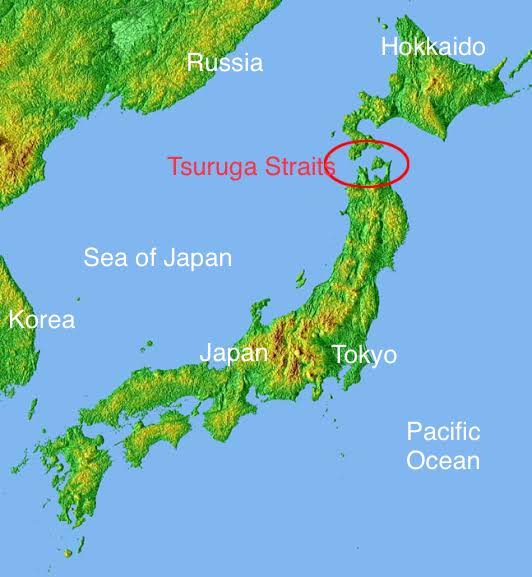 The Tsugaru Strait is a strait between Honshu and Hokkaido in northern Japan connecting the Sea of Japan with the Pacific Ocean. It was named after the western part of Aomori Prefecture. (AFP)