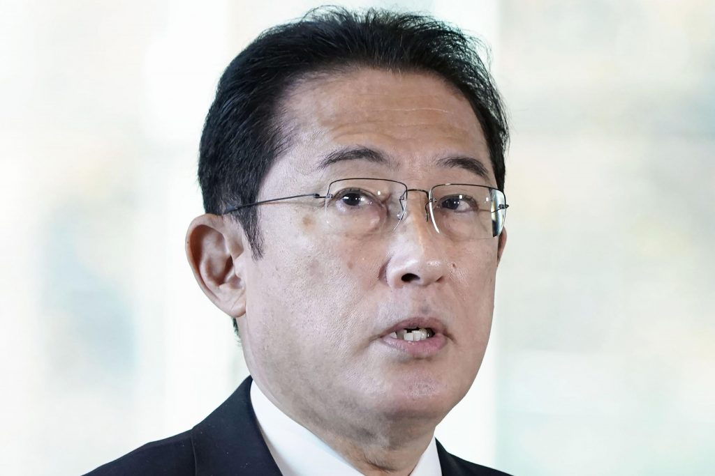 Japanese Prime Minister Fumio Kishida speaks to reporters at his official residence in Tokyo, Nov. 29, 2021. Kishida said Monday that Japan is considering stepping up border controls as a new variant of the coronavirus found in South Africa spreads around the world. (File photo/Kyodo News via AP)