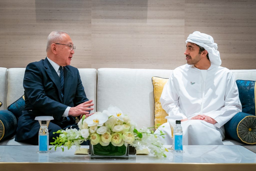 Ambassador Nakajima was presented the Order by Sheikh Abdullah bin Zayed Al Nahyan, Minister of Foreign Affairs and International Cooperation while at Expo 2020 Dubai. (Instagram/@uaeembtokyo))