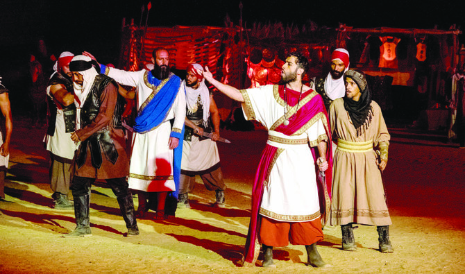 Queen Shaklith Historical Re-enactment play taking place to familiarize the audience with Nabatean history (AN photo by Huda Bashatah)