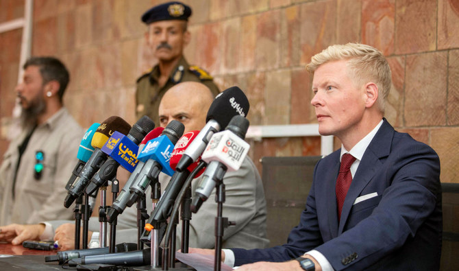 UN special envoy for Yemen Hans Grundberg called for an ‘inclusive political settlement’ to end the conflict as he wrapped up his first visit to Yemen. (AFP)