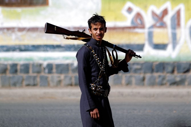 The militia group deliberately targeted civilian areas in Saudi’s southern region using three ballistic missiles, which air defense teams intercepted and destroyed. (File/AFP)