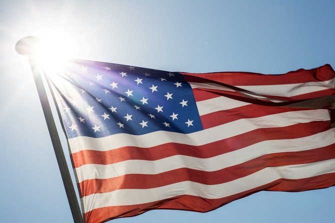 A picture shows a US flag during the 47th Deauville US Film Festival in Deauville, western France, on September 7, 2021. (File/AFP)