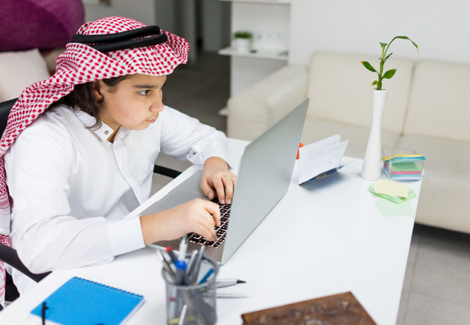 Platforms such as Madrasati (My School) have been launched in Saudi Arabia to help facilitate the learning experience through videos, tutorials, and notes, and children have been quick to adapt. (Shutterstock)