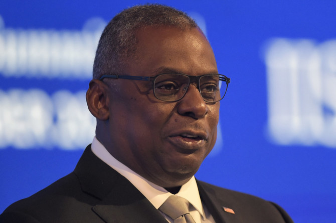 US Defense Secretary Lloyd Austin at the Manama Dialogue in Bahrain. (AFP)