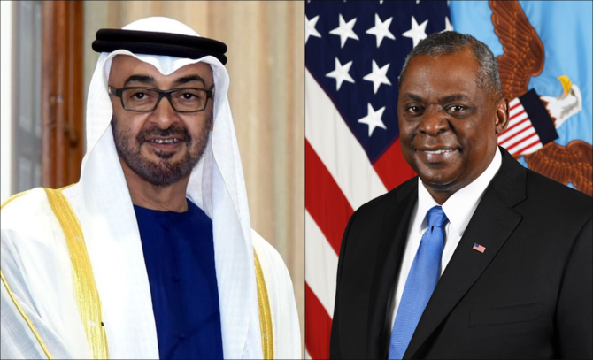 Abu Dhabi Crown Prince Sheikh Mohammed bin Zayed meets with US Secretary of Defense Lloyd Austin. (File/Wikipedia)