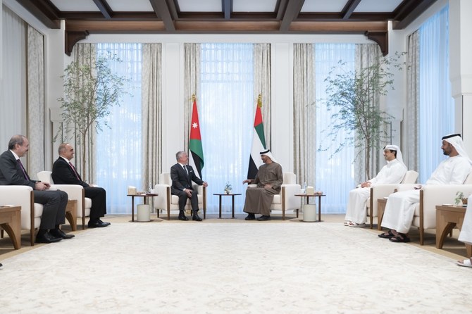 Abu Dhabi Crown Prince Sheikh Mohammed bin Zayed receives Jordan’s King Abdullah II. (WAM)