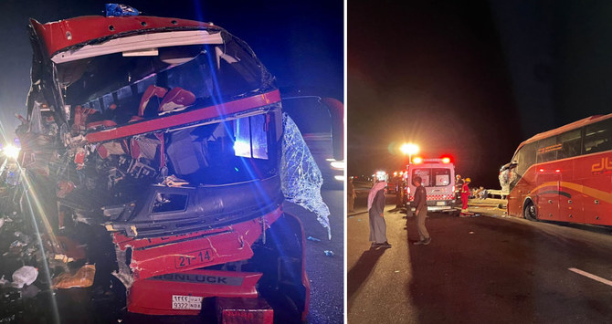 Some of those injured were treated at the scene of the crash before being transferred to local hospitals. (Saudi Red Crescent Authority)