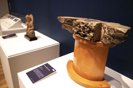 This photo taken on October 7, 2021 shows items related to Bamiyan and Afghanistan culture displayed at the Tokyo University of the Arts in Tokyo. (AFP)