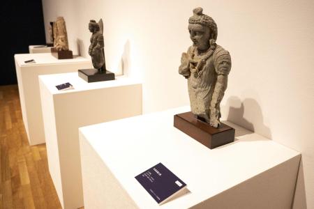 This photo taken on October 7, 2021 shows items related to Bamiyan and Afghanistan culture displayed at the Tokyo University of the Arts in Tokyo. (AFP)