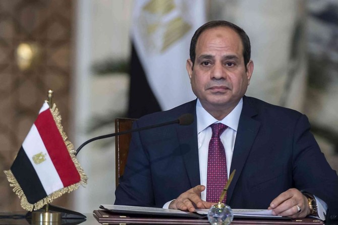 Egyptian President Abdel Fattah al-Sisi told the head of the Libyan Presidential Council Mohamed El-Manfi that Libya's elections should be held on time. (File/AFP)