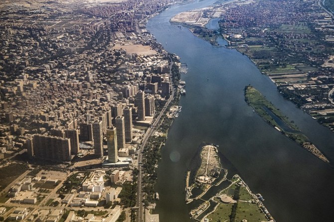 An aerial view of the Maadi suburb and its section overlooking the Nile river in the south of Cairo. (File/AFP).