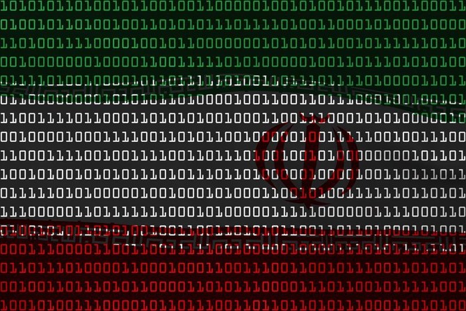 A depiction of the national flag of Iran in binary code. (Getty Images)