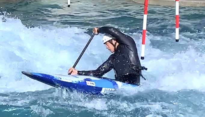 After the Olympic Games, which took place without any fans, athletes tested the Canoe Slalom course at Kasai Rinkai Koen Park, Nov. 26, 2021 (ANJP Photo/ Pierre Boutier)