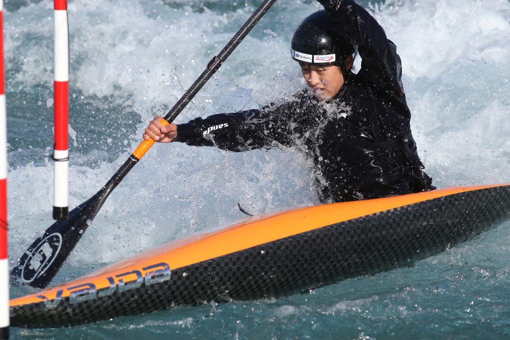 After the Olympic Games, which took place without any fans, athletes tested the Canoe Slalom course at Kasai Rinkai Koen Park, Nov. 26, 2021 (ANJP Photo/ Pierre Boutier)
