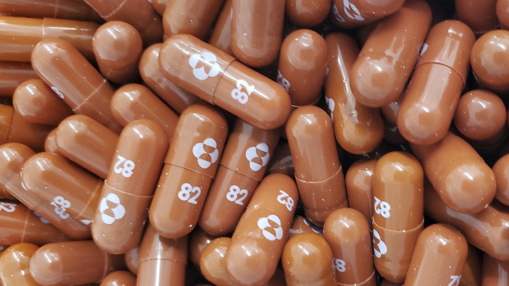 Capsules of the investigational antiviral pill Molnupiravir. (AFP)