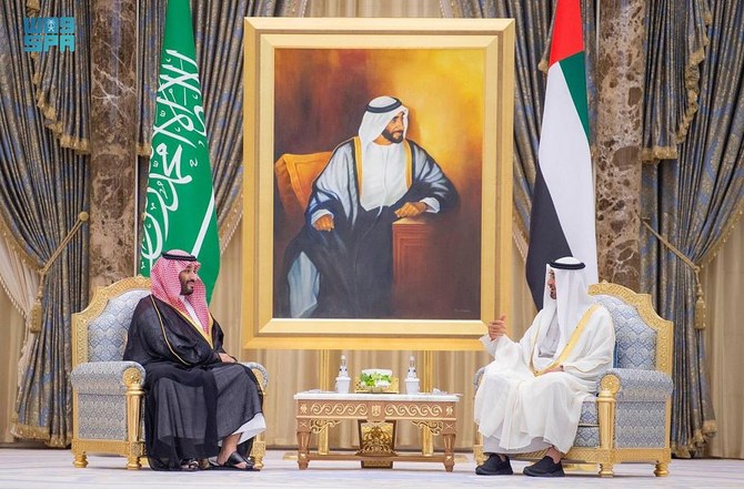 Saudi Arabia’s Crown Prince Mohammed bin Salman holds talks with his Abu Dhabi counterpart Sheikh Mohammed bin Zayed. (SPA)