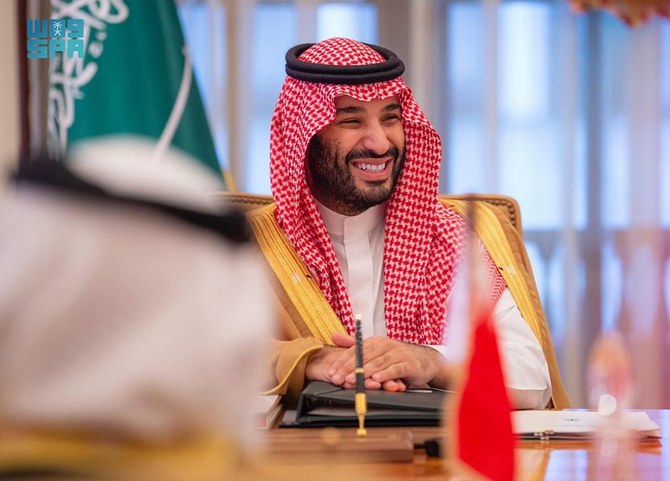 Saudi Crown Prince Mohammed bin Salman and his Bahraini counterpart Prince Salman bin Hamad head the 2nd Saudi-Bahraini Coordination Council in Manama. (SPA)