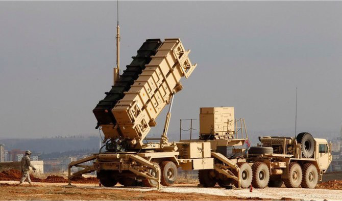A Patriot missile is deployed at a Saudi Air Defense Forces base in Khamis Mushait, in the southern region of Asir. (SPA/File)