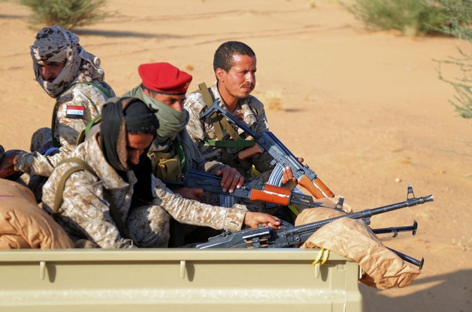 Yemeni army reinforcements arrive to join fighters loyal to Saudi-backed government, in Marib, the last remaining government stronghold in northern Yemen. (File/AFP)