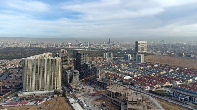 An aerial view shows Irbil, the capital of Iraq's northern autonomous Kurdish region, on December 13, 2021. (AFP)