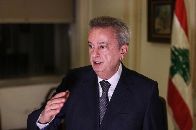 Lebanon’s Central Bank Governor Riad Salameh gives an interview with AFP at his office in the capital Beirut on Monday. (AFP)