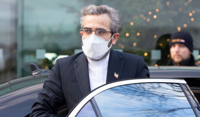 Iran’s chief nuclear negotiator Ali Bagheri Kani arrives at the venue of the meeting in Vienna aimed at reviving the Iran nuclear deal. (AFP)