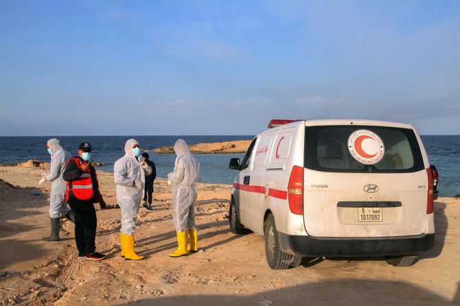 According to sources, Libyan Red Crescent teams recovered 28 bodies of dead migrants and found three survivors at two different sites on the beaches of Al-Alous. (File/AFP)