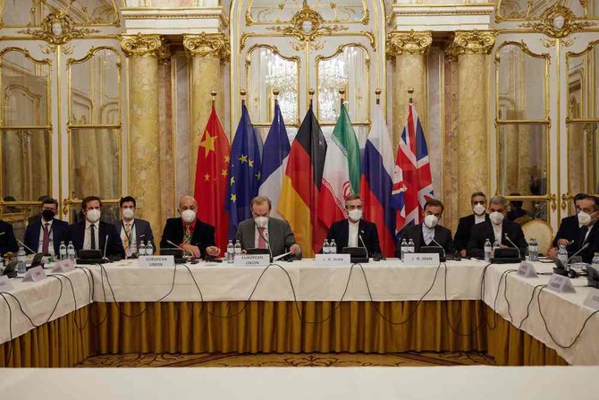 Representatives attending a meeting of the joint commission on negotiations aimed at reviving the Iran nuclear deal in Vienna, Austria, on Dec, 27, 2021. (EU delegation in Vienna/EEAS/AFP)
