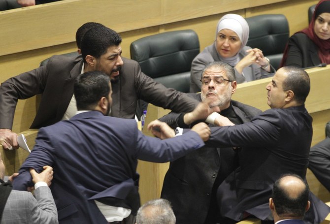 Jordan’s lower house descended into a mass brawl on Tuesday after a heated discussion over controversial constitutional amendments. (Supplied)