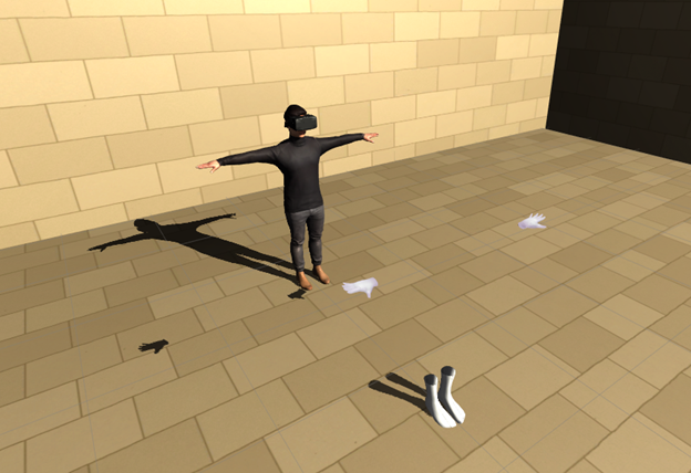A VR experiment of body ownership, two hands and two feet in a virtual space (Supplied)