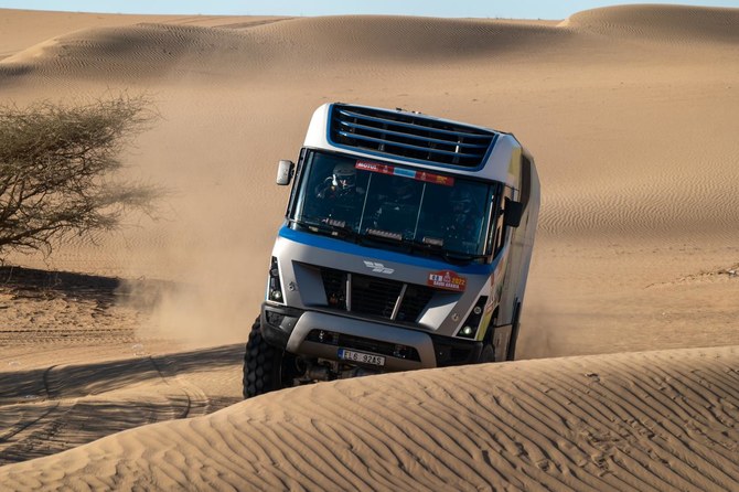 The first hydrogen-fueled racing truck to compete in the Dakar Rally is being sponsored by Aramco. (Supplied)