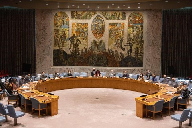 The political coordinators of members of the UN Security Council hold their first meeting for this year on Wednesday, Jan. 5, 2022. (Twitter/@UAEMissionToUN)
