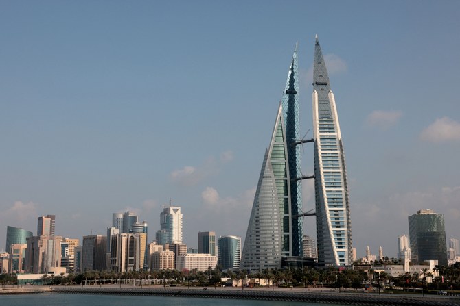 A picture taken on December 3, 2020, shows the world trade centre (R) and the skyline of the Bahraini capital Manama. (File/AFP)
