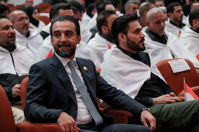 Mohammed Al-Halbousi is seen at parliament headquarters in Baghdad on January 9, 2022. (Iraqi Parliament Media Office/Handout via REUTERS)