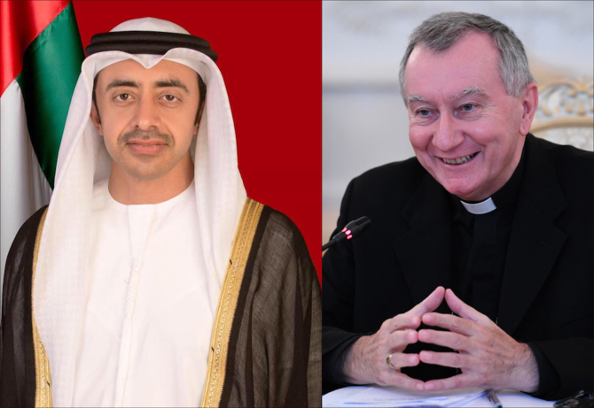 UAE Foreign Minister Sheikh Abdullah bin Zayed held a phone call with the Vatican’s Secretary of State, Cardinal Pietro Parolin. (File/WAM/AFP)