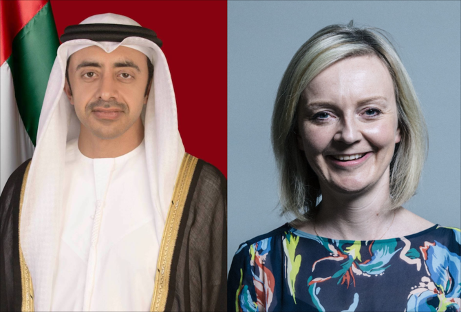 UAE Foreign Minister Sheikh Abdullah bin Zayed held a phone call with his British counterpart Liz Truss. (File/WAM/Wikipedia)