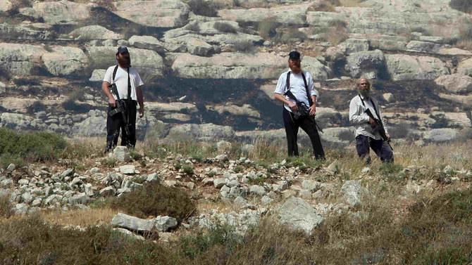 Armed settlers from Yitzhar in the occupied West Bank. (Getty Images)