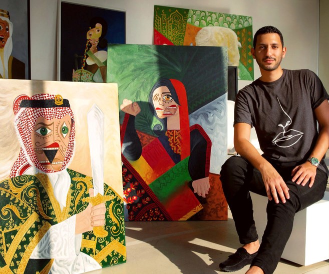 Faisal Al-Kheriji prefers cubism and surrealism ‘because cubism paints different shapes, while surrealism is about painting strange characters.’ (Supplied)