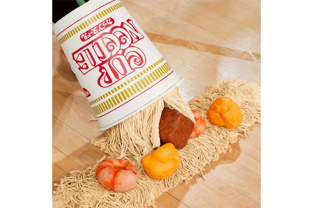 The mop is also decorated with Nissin’s signature meat, shrimp and egg ingredients. (Nissin)