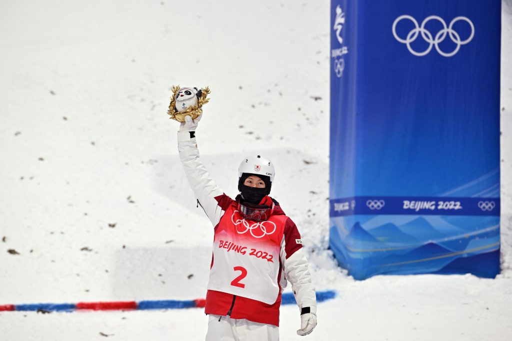 Freestyle skier Ikuma Horishima won the bronze medal in the men's mogul event at the Beijing Olympics Saturday. (AFP)