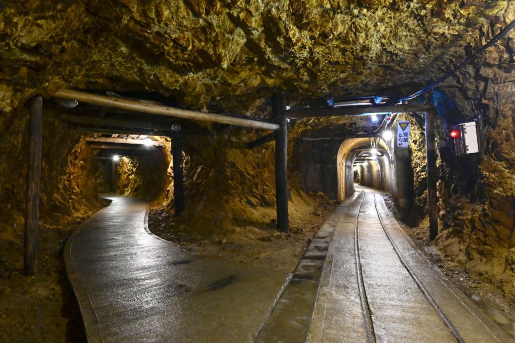 General view shows mine traces at ruins of Aikawa Gold and Silver Mine in Sado on Sado Island, Japan August 19, 2021. (Kyodo via Reuters)