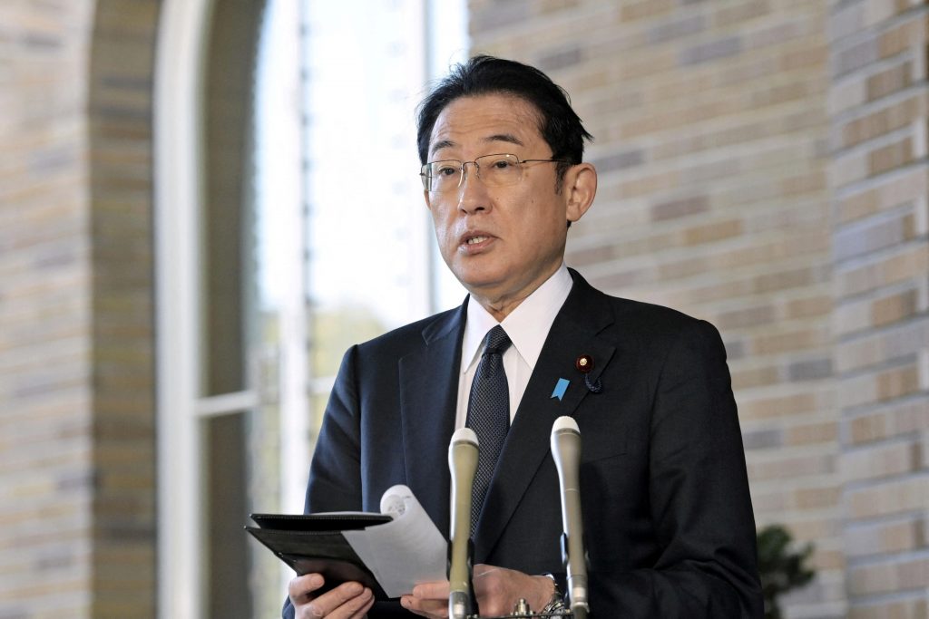 Japan's Prime Minister Fumio Kishida announces Japan's decision to impose sanctions on Russia over its actions in Ukraine, at his residence in Tokyo, Japan, Feb. 23, 2022. (File photo/Kyodo/via Reuters)