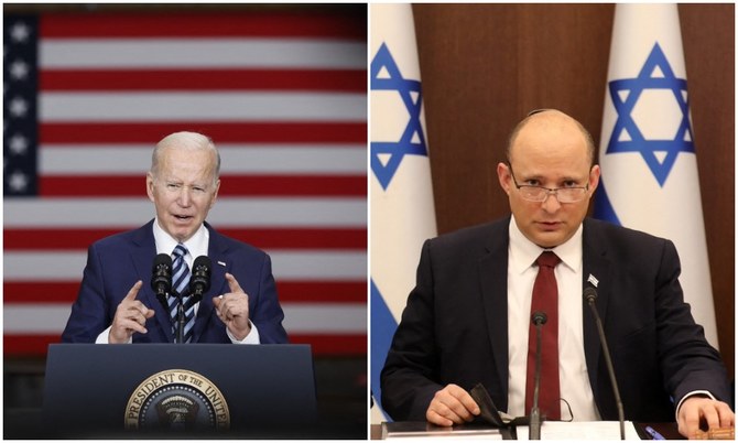 Israel's Prime Minister Naftali Bennett and President Joe Biden spoke on the phone on Sunday. (File/AFP)
